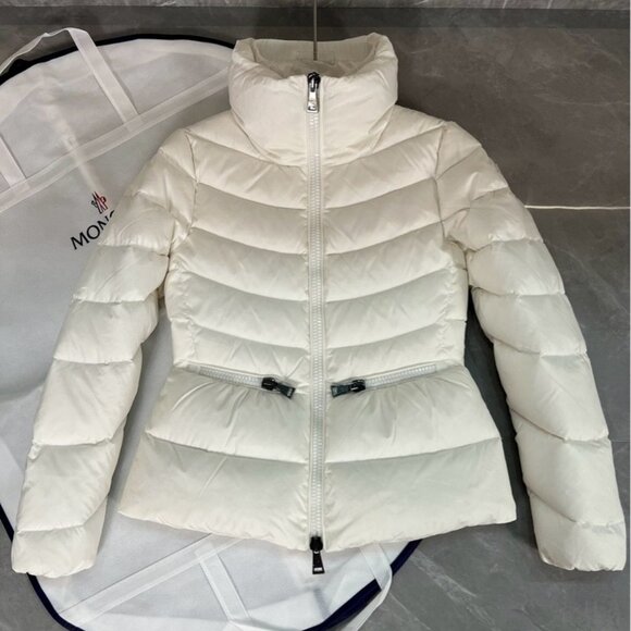 Moncler Jackets & Blazers - Moncler Ivory Quilted Puffer Jacket | Fitted Waist, High Neck